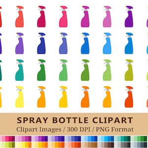 100  Spray Bottle Clipart, Cleaning Detergent Clip Art, Clean, Household Chores, Dish Soap Rainbow Planner Stickers, Laundry Icons, EPS, PNG