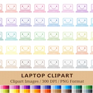 100 Laptop Clipart, Monitor Clip Art, Rainbow Colors, Computer Planner Stickers, Desktop Monitor Screen Icons, Flat Screen, Vector + PNGs