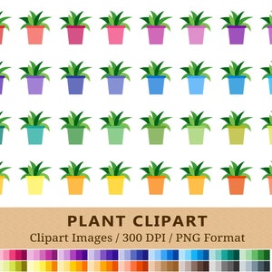 100 potplanten clipart, tuin illustraties, Rainbow tuinieren planner stickers, bloesem natuur, bloempot, lente tuinieren iconen, EPS, PNG