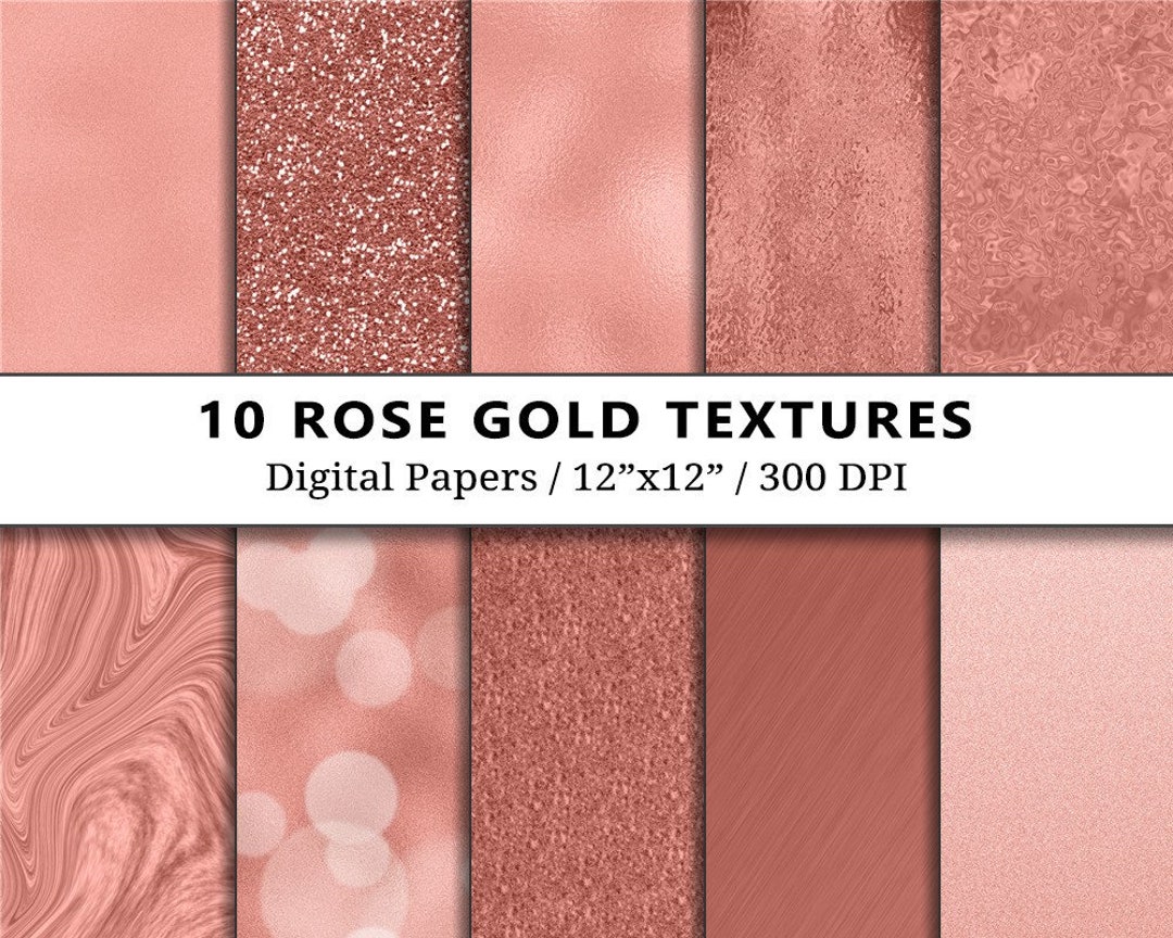 Rose Gold Foil Digital Paper Pack, Metallic Glitter, Scrapbook, Rose ...