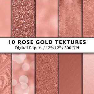 Rose Gold Foil Digital Paper Pack, Metallic Glitter, Scrapbook, Rose Gold Backgrounds, Scrapbooking, Copper Foil, Textures, Tones