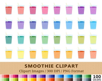 100 Smoothie Mix Clipart, Protein Shake Clip Art, Rainbow Lemonade Planner Stickers, Instant Download, Food Health Icons, Vector + PNGs