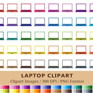 100 Laptop Clipart, Tablet Clip Art, Rainbow Colors, Computer Planner Stickers, Desktop Monitor Screen Icons, Flat Screen, Vector + PNGs