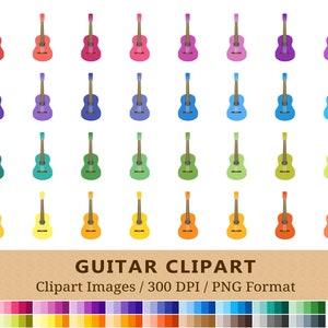 100 Gitarre Clipart, ClipArt Musik Instrument, Regenbogen E-Gitarre Lektion, Band Planer druckbare Aufkleber, Musiker Symbole, Digital, PNG