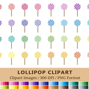 100 Lollipop Clipart, Candy Sweets Clip Art, Rainbow Planner Printable Stickers, Instant Download, Swirl Lollipops Icons, Vector + PNGs
