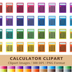100 Calculator Clipart, Stationary Clip Art, Rainbow Math Homework, Business Planner Printable Stickers, Office Finance Icons, School, PNG