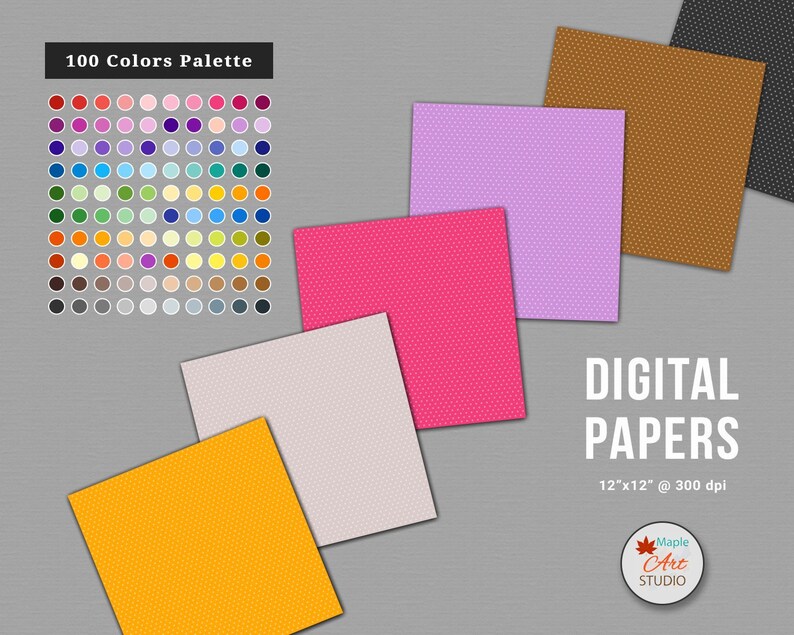 Tinted Polka Dots Digital Paper, 100 Rainbow Colors, Scrapbook Papers ...