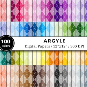 Argyle digitaal papier, 100 regenboogkleuren, gestikt diamant scrapbook papier, geometrische jacquard achtergrond, scrapbooking, instant download