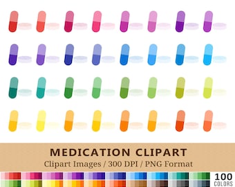 100 Prescription Medication Clipart, Medicine Pills Capsule Clip Art, Rainbow Doctor Planner Stickers, Vitamin Health Icons, Vector, PNG