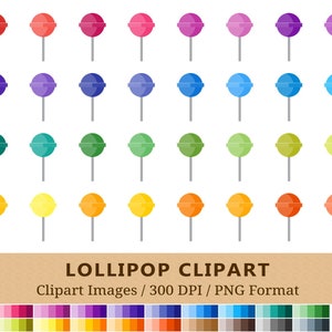 100 Lollipop Clipart, Candy Sweets Clip Art, Rainbow Planner Printable Stickers, Instant Download, Sticky-Pop, Lollipops Icons, Commercial