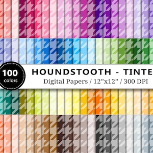 Papier numérique pied de poule teinté, 100 Rainbow Hounds Tooth Check Pattern, Scrapbook Papers Background, Scrapbooking, Instant Download