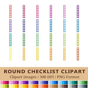 100 Round Checklist Clipart, Checklist Planner Box Clip Art, Rainbow Colors, Planner Stickers, Digital Download, Commercial Use, PNG
