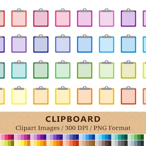 100 Clipart de presse-papiers, fournitures de bureau Clip Art, couleurs de l'arc-en-ciel, autocollants de planificateur, presse-papiers vierge, liste de tâches, papier à lettres, vecteur EPS PNG