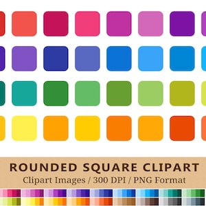 100 Rounded Square Clipart, Rainbow Colors, Planner Stickers ,clip Art ...