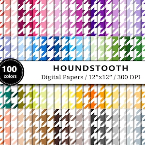 Papier numérique pied de poule, 100 Rainbow Hounds Tooth Check Pattern, Scrapbook Papers, Dogstooth Background, Scrapbooking, Instant Download