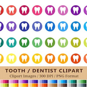 Clipart de 100 dentes, clipart de limpeza de dentes, lembrete de consulta ao dentista, higiene, adesivos para impressão do planejador de arco-íris, ícones de atendimento odontológico, PNG