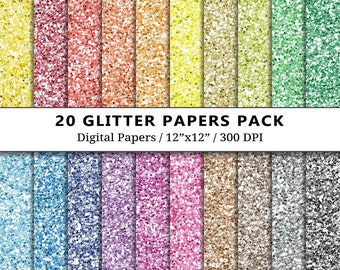 Glitter Textures Digital Paper, Sparkle Scrapbook Paper, Sparkling Glitter Backgrounds, Scrapbooking, Chunky Glitter, Commercial Use