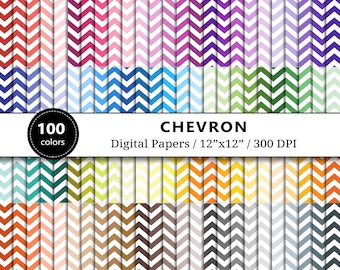 Chevron Digital Papers, Chevron Printable Paper, Scrapbook Papier, 100 lebendige Farben, Chevron Hintergründe, Scrapbooking, Instant Download