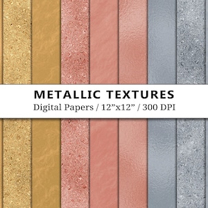 Metallic Digital Paper Textures, Scrapbook, Rose Gold Silver Glitter Backgrounds, Scrapbooking, Foil, Sparkles, Textures, Tones, Shades