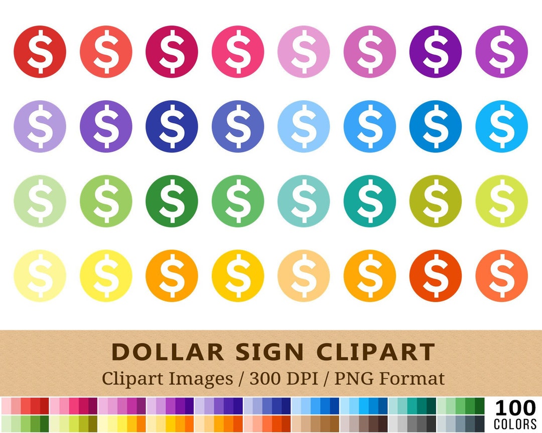 100 Dollar Sign Clipart, Circle Money Symbol Clip Art, Rainbow, Pay Day