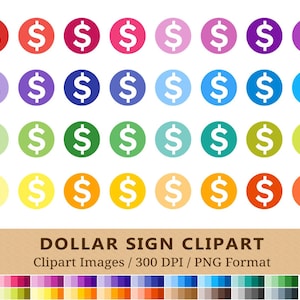 100 Dollar signe Clipart, cercle argent symbole Clip Art, arc en ciel, Pay Day Planner Stickers, Banque, Budget, icônes numériques, usage Commercial, PNG