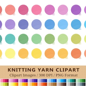 100 Stricken Garn Clipart, Wollknäuel ClipArt, Regenbogen Farben, häkeln Planner Aufkleber, Nähschnur, Wollknäuel Icons, PNGs