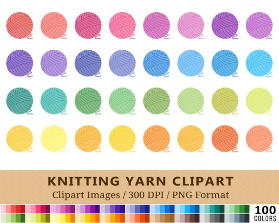 100 Knitting Yarn Clipart, Ball of Wool Clip Art, Rainbow Colors, Crochet  Planner Stickers, Sewing String, Yarn Balls Icons, PNGs