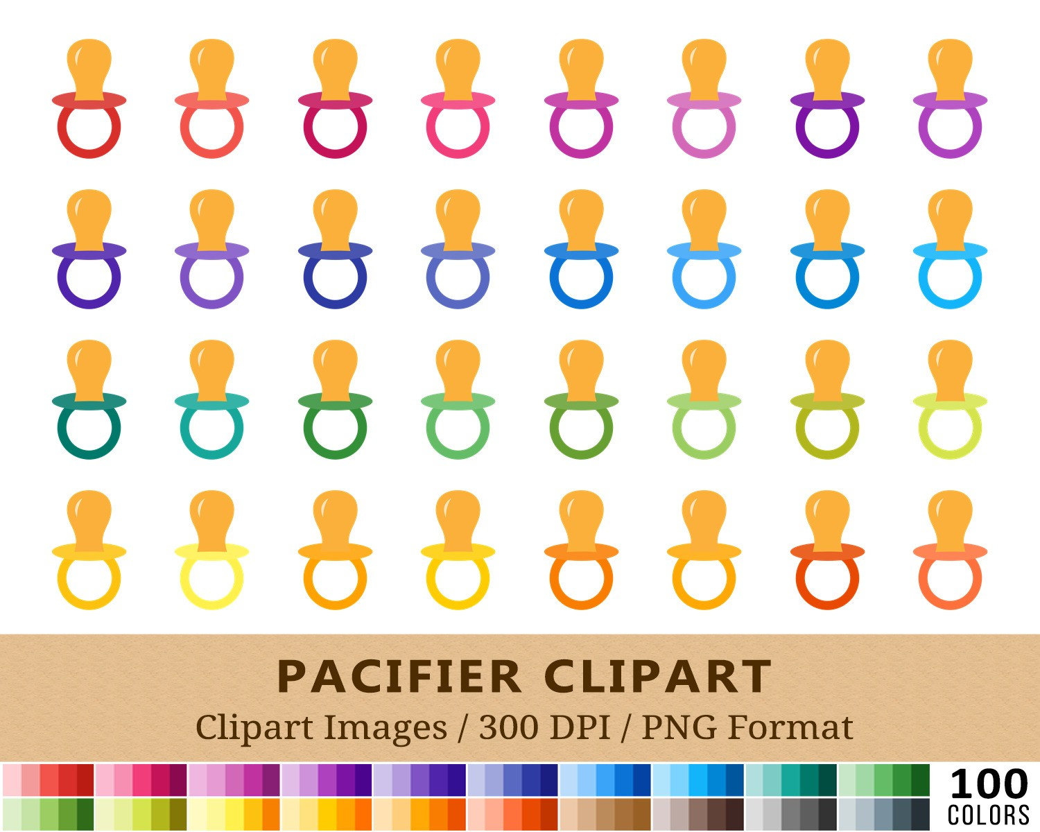 100 Pacifier Clipart Binky Clip Art Soother Baby Shower Etsy