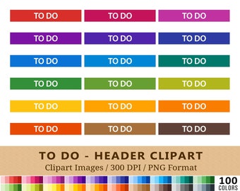 100 To Do Header Clipart, Planner Box Header Clip Art, Rainbow Colors, Planner Stickers, Digital Download, Commercial Use, PNGs + EPS