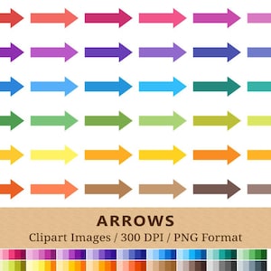 Arrows Clipart, Direction Clip Art, 100 Rainbow Colors, Planner Stickers, Icons, Digital, Right Left Up Down, Scrapbooking, Vector EPS PNG
