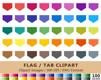 100 Page Flags Clipart, Arrow Clip Art, Rainbow Colors, Mini Tab Flag Planner Stickers, Page Labels, Digital, Scrapbooking, Vector + PNGs