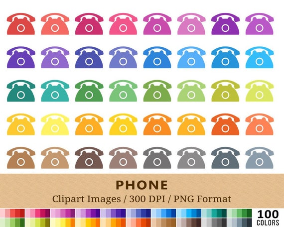 100 Telephone Clipart Rotary Phone Clip Art Rainbow Colors Etsy