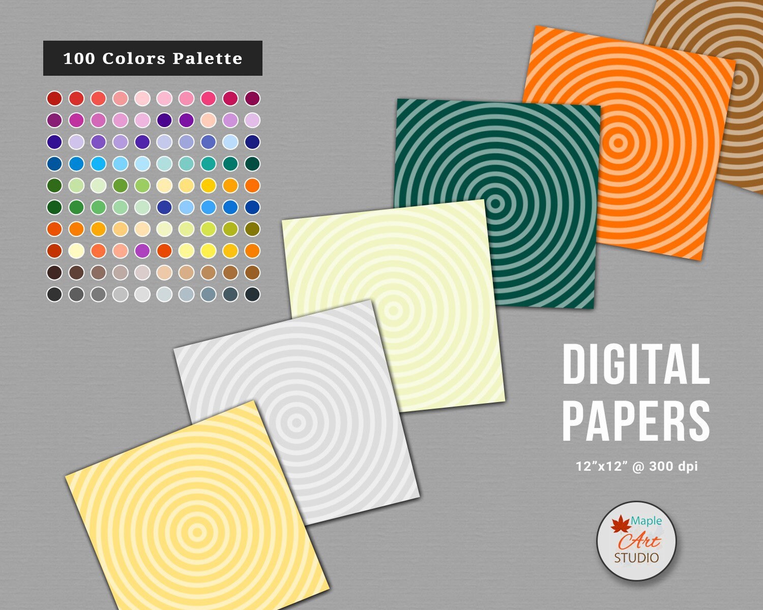Tinted Target Digital Paper, 100 Rainbow Target Pattern, Scrapbook ...