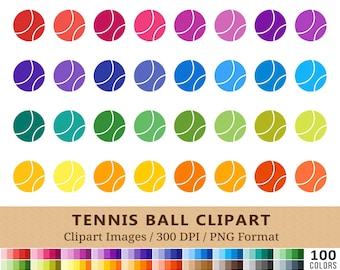 100 Tennis Ball Clipart, Sports Clip Art, Rainbow Movie Planner Printable Stickers, Workout Exercise, Fitness Digital Icons, Vector, PNG