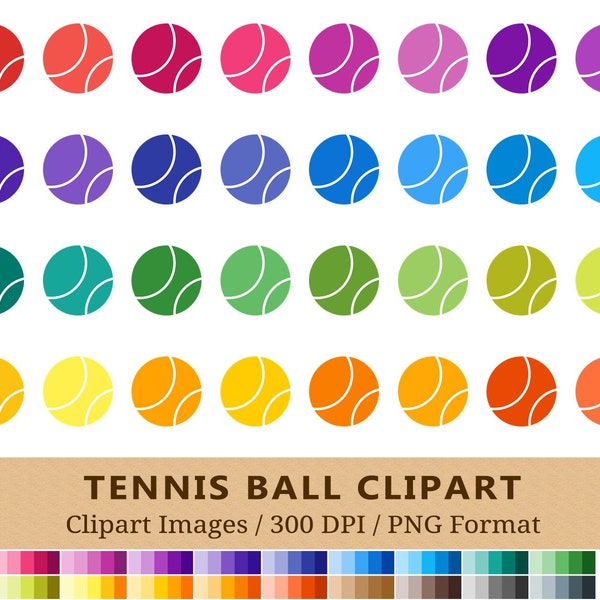 100 Tennis Ball Clipart, Sports Clip Art, Rainbow Movie Planner Printable Stickers, Workout Exercise, Fitness Digital Icons, Vector, PNG