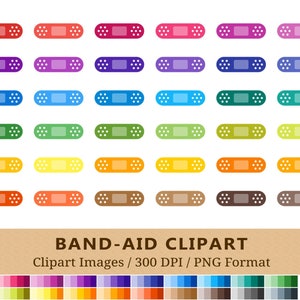 100 Band Aid Clipart, Adhesive Bandage Clip Art, Rainbow Colors, First Aid Planner Stickers, Medical Heal Doctor, Scrapbooking, Vector, PNG