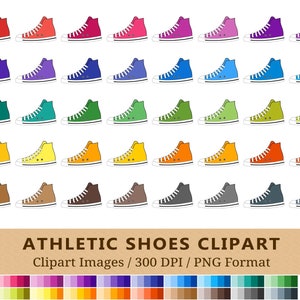 100 Athletic Shoe Clipart, Sneakers Clip Art, Training Running Shoes, Planner Stickers, Fitness Exercise Icons, Marathon Workout, EPS + PNGs