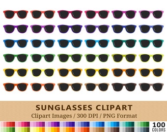 100 Sunglasses Clipart, Fashion Clip Art, Rainbow Colors Planner Stickers, Men Eyeglass Icons, Eye Wear Digital Download, Vector + PNGs