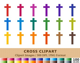 100 Cross Clipart, Religion Crosses Clip Art, Cute Rainbow Colors, Digital Planner Stickers, Christian Icons, Commercial Use, Vector EPS PNG