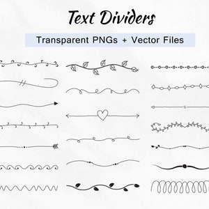 Hand Drawn Text Dividers, Doodle, Decorative Page Ornaments, Borders, Page Lines, Instant Download, Clipart, Commercial Use, Vector EPS PNG