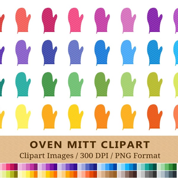 100 Oven Mitt Clipart, Glove Clip Art, Food Cooking, Kitchen, Chef, Rainbow Planner Printable Stickers, Baking Bakery Icons, Vector, PNG