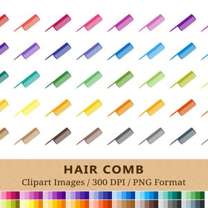 100 Hair Comb Clipart, Hand Comb Clip Art, Beauty, Rainbow Colors, Hair Salon, Barber Shop, Digital Stickers, Scrapbooking, Vector EPS PNG