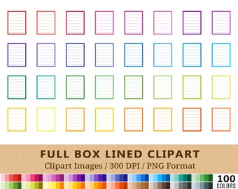 100 Outlined Full Box Clipart, Planner Supplies, Lined Full Boxes Clip Art, Rainbow Colors, Functional Planner Stickers, Printable Icons