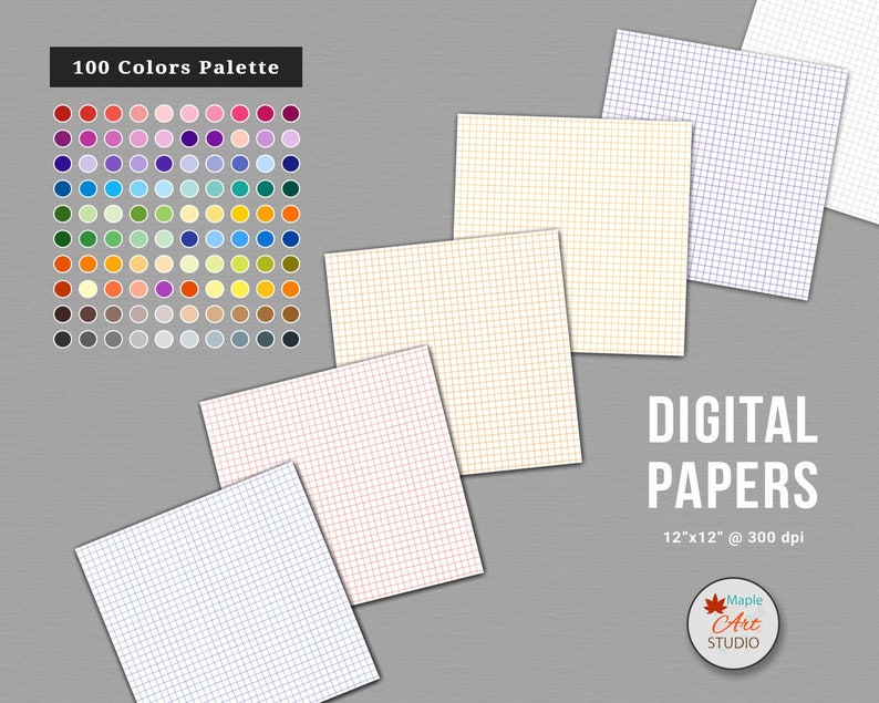 Grid Digital Paper, 100 Rainbow Check Squares Pattern, Pastel Grid ...
