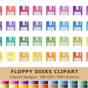 100 Floppy Disk Clipart, Computer Technology Clip Art, Rainbow Colors, Vector EPS PNG, Planner Stickers, Office Icons, Digital, Scrapbooking