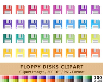 100 Floppy Disk Clipart, Computer Technology Clip Art, Rainbow Colors, Vector EPS PNG, Planner Stickers, Office Icons, Digital, Scrapbooking