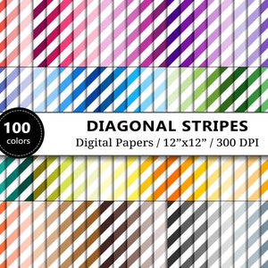 Arrière-plans de papier numérique rayures diagonales, Textures de lignes, 100 papier Scrapbook motif arc-en-ciel, Scrapbooking, papier rayé, usage Commercial