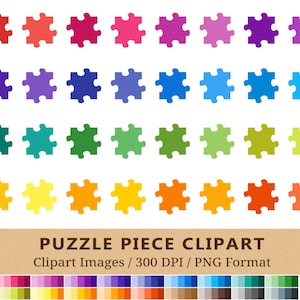100  Puzzle Piece Clipart, Board Game Clip Art, Rainbow Jigsaw Puzzles Planner Stickers, Kids Party Game Icons, Instant Download, EPS, PNG