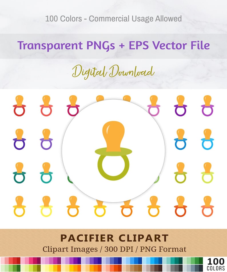 100 Pacifier Clipart Binky Clip Art Soother Baby Shower Etsy