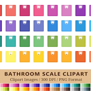 100 Bathroom Scale Clipart, Fitness Weight Scales Clip Art, Rainbow Colors, Weighing, Planner Stickers, Icons, Instant Download, PNGs